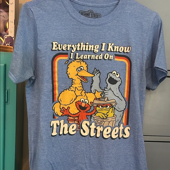 Sesame Street Blue Tee with Big Bird, Elmo, and Cookie Monster - Picture 2 of 4